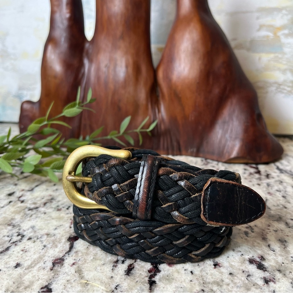 Sonoma Black and Brown Leather Belt with Gold Buckle